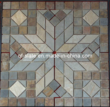 Multicolor Flooring Slate Stone Mosaic Pattern