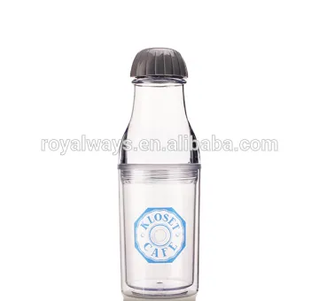 18oz double wall AS plastic soda bottle with PVC insert