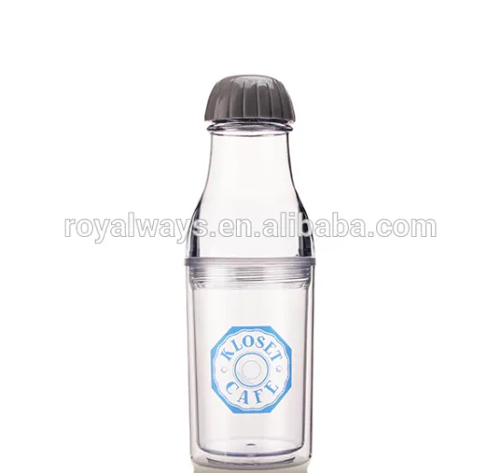 18oz double wall AS plastic soda bottle with PVC insert