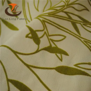 bamboo design curtain flocked fabric