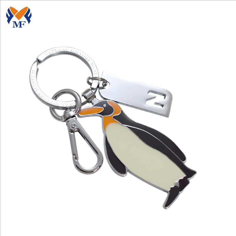 Metal custom penguin cute small keychain for girls