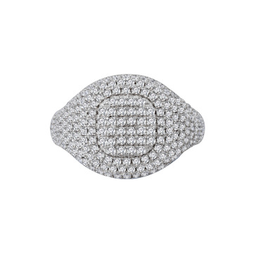 Radiant Luxury Diamond and Cubic Zirconia Sterling Silver Hip Hop Ring