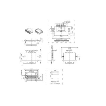 16P Female Waterproof SMT Offest 0.8