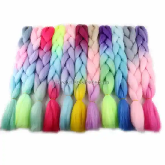 24" Low temperature Synthetic Braiding Hair 100g Two Three 4 Ombre Colors Synthetic Hair extensions Jumbo Hair Braids