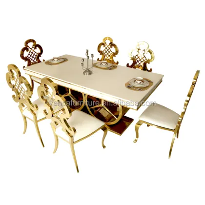 Modern Gold Wedding Table with Marble Top Dining Table