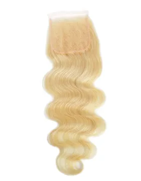 Wholesale 4x4 5x5 6x6 613 lace closure middle part closure blond color closure straight body wave