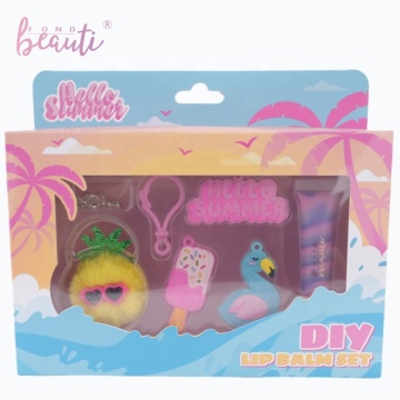 Wholesale Customized Fondbeauti Fashion Lip Gloss Set with DIY Trendy Handmade Accessory Keychain