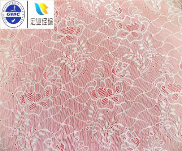 Blue Lotus Pattern Nylon Lace Fabric For Bridal Dress