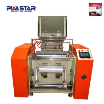 Laminating film cutting and rewinding machine