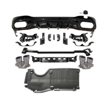 C-Class W206 C43 AMG Rear Diffuser with Silver Tips