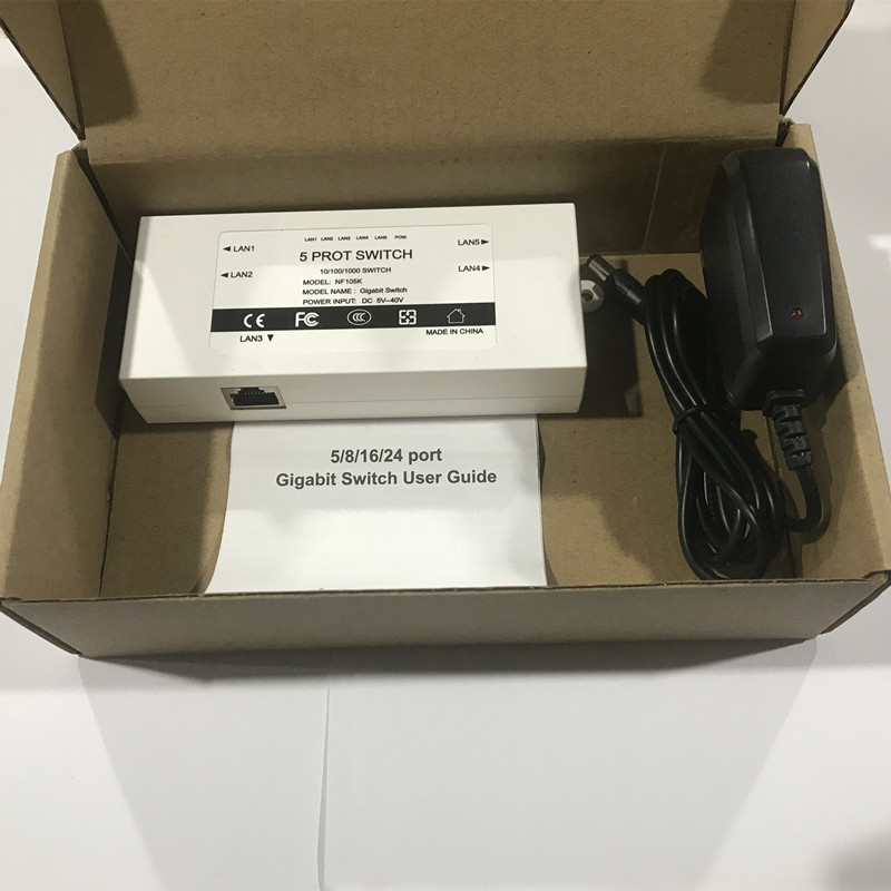 OEM factory Outlet Brand 5 Port Gigabit Ethernet Switch cheapest network switches 10/100/1000mbps US EU plug switch lan combo