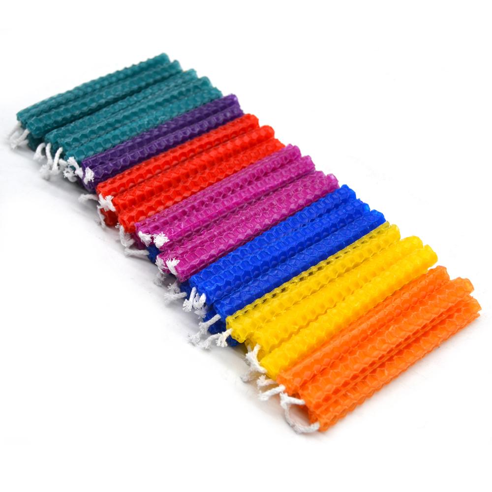 Colored Hand Rolled Dripless Hanukkah Beeswax Candles