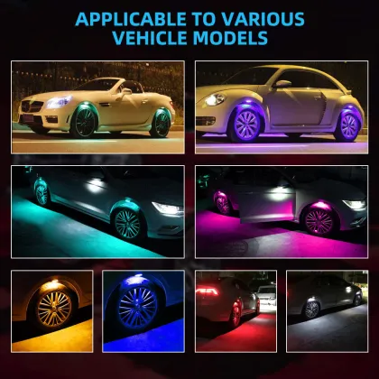 4LED Auto Remote Control RGB Wheel Tire Light - Car Decorative Ambient Lights