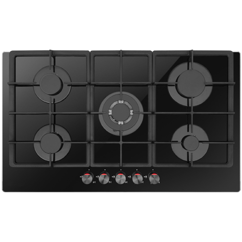 90 Gas Cooker 5 Burner dalam Kaca Tempered