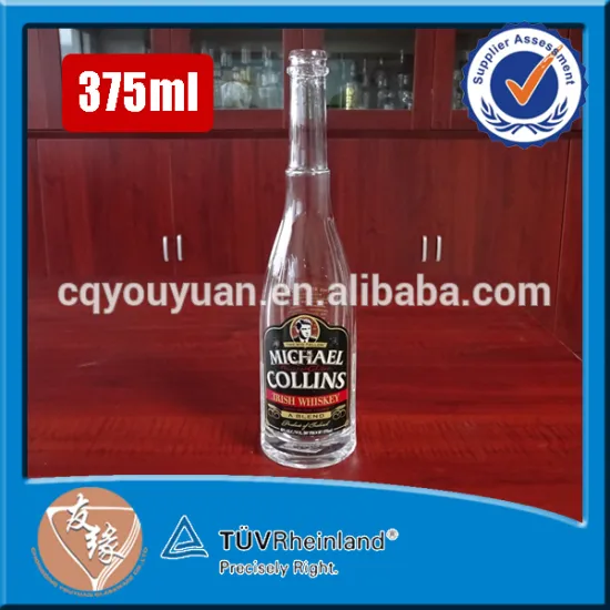finest flint glass cheap stylish 375ml glass whisky packaging long neck bottle