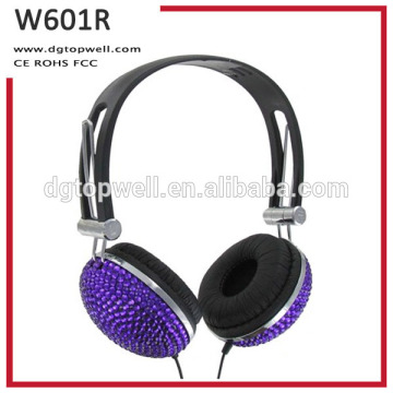 Purple Crystal Rhinestone Studded headphone