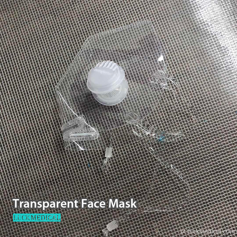 Máscara facial transparente transparente reutilizável