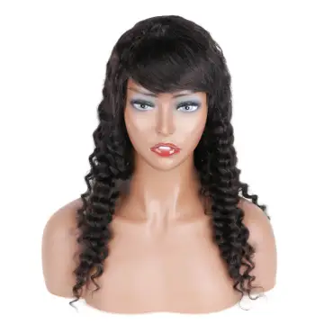 Ombre Color Full Machine Made Wig With Bang 100% Human Hair Bob Wigs Lace Front for Black Women