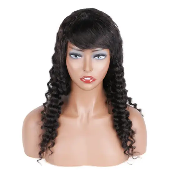 Ombre Color Full Machine Made Wig With Bang 100% Human Hair Bob Wigs Lace Front for Black Women
