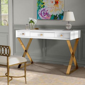 Luxe metalen kunstontwerper Hotel Hall Roestvrij staal woonkamer hoekconsole tafel met spiegel