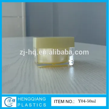 acrylic square cream jar yellow color empty acrylic cream jar 50g 30g 15g