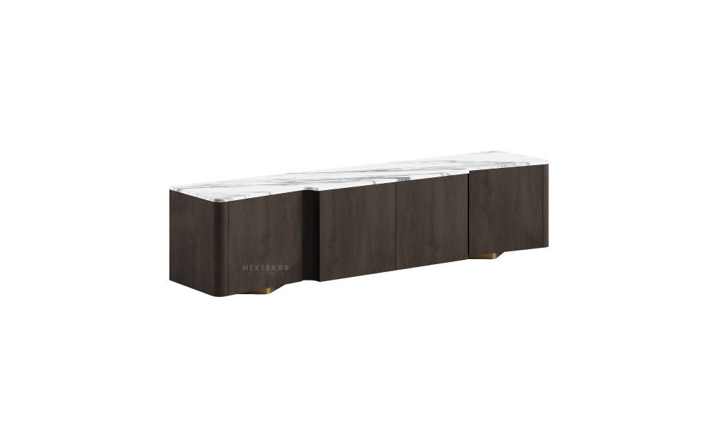 White Marble Top TV Stand With Storage