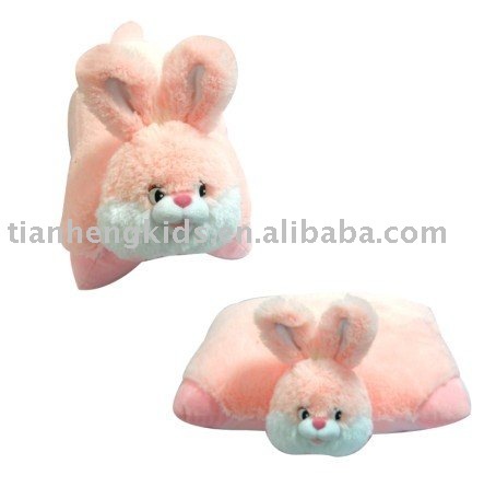 Plush Happy Rabbit animal pillow - pink