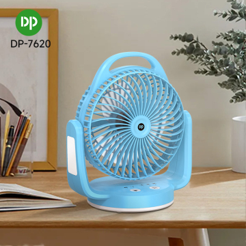6 inch Rechargeable Desktop Fan with Light and Hook