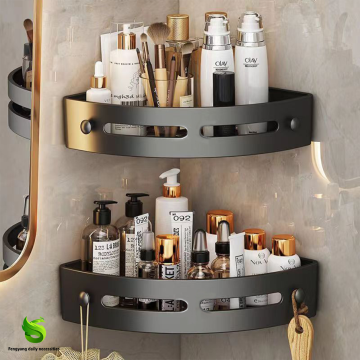 Wall-Mounted Triangular Shelf for Bathroom Organization