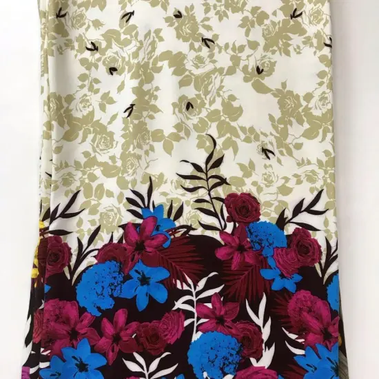 Flower Broder Twill Rayon Screen Print Fabric