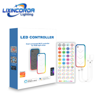 Tuya Smart Lifeホワイトコントローラー40キーリモート、12V、内蔵マイク、LED調光器、AlexaとGoogleとの互換性