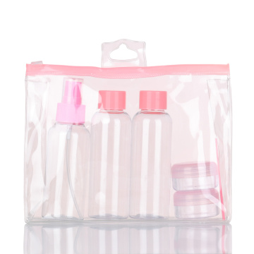 Cosmetic Bottle Travel Set With Colorful Zipper Bag