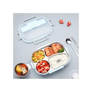 Stainless Steel 304 4/5 Compartment Lunch Box with Chopsticks and Spoon - Food Grade Material Kids Bento for School