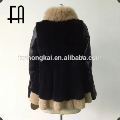 Factory direct wholesale price fashion korean style rabbit fur coat/rabbit fur garment