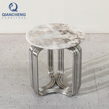 Qiancheng OEM Silver Chrome Home Furniture do marmurowego okrągłego stołu bocznego