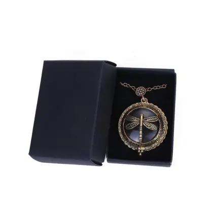 Antique long neck chain necklace with dragonfly pendant