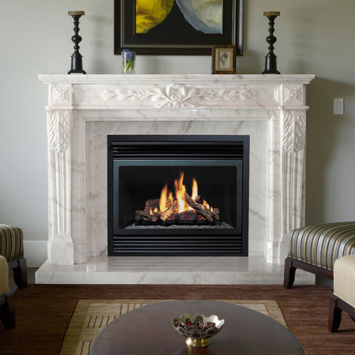 Modern Hand Carved White Marble Fireplace Mantel