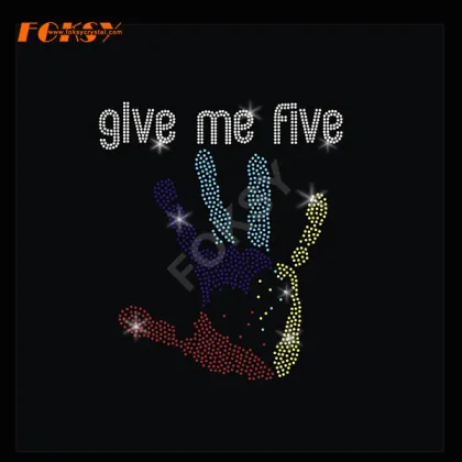 Give Me Five Hand Heat rhinestone Transfer