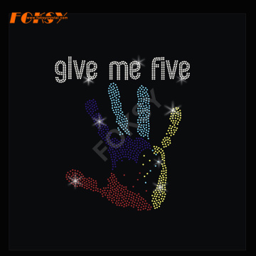 Give Me Five Hand Heat rhinestone Transfer