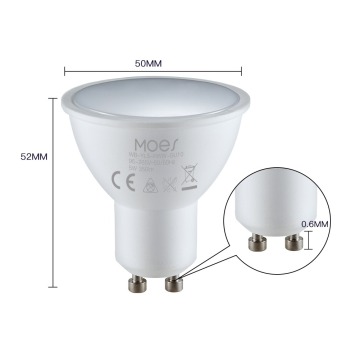 Tuya WiFi GU10 Smart LED Bulb - RGBCW 5W Dimmable, Compatible with Alexa and Google Home