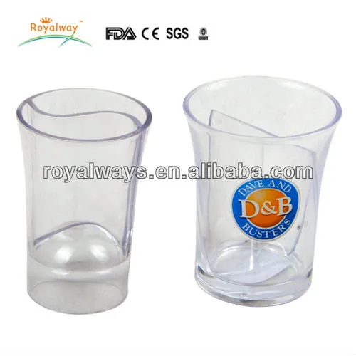 clear mini plastic shot cup with interlayer