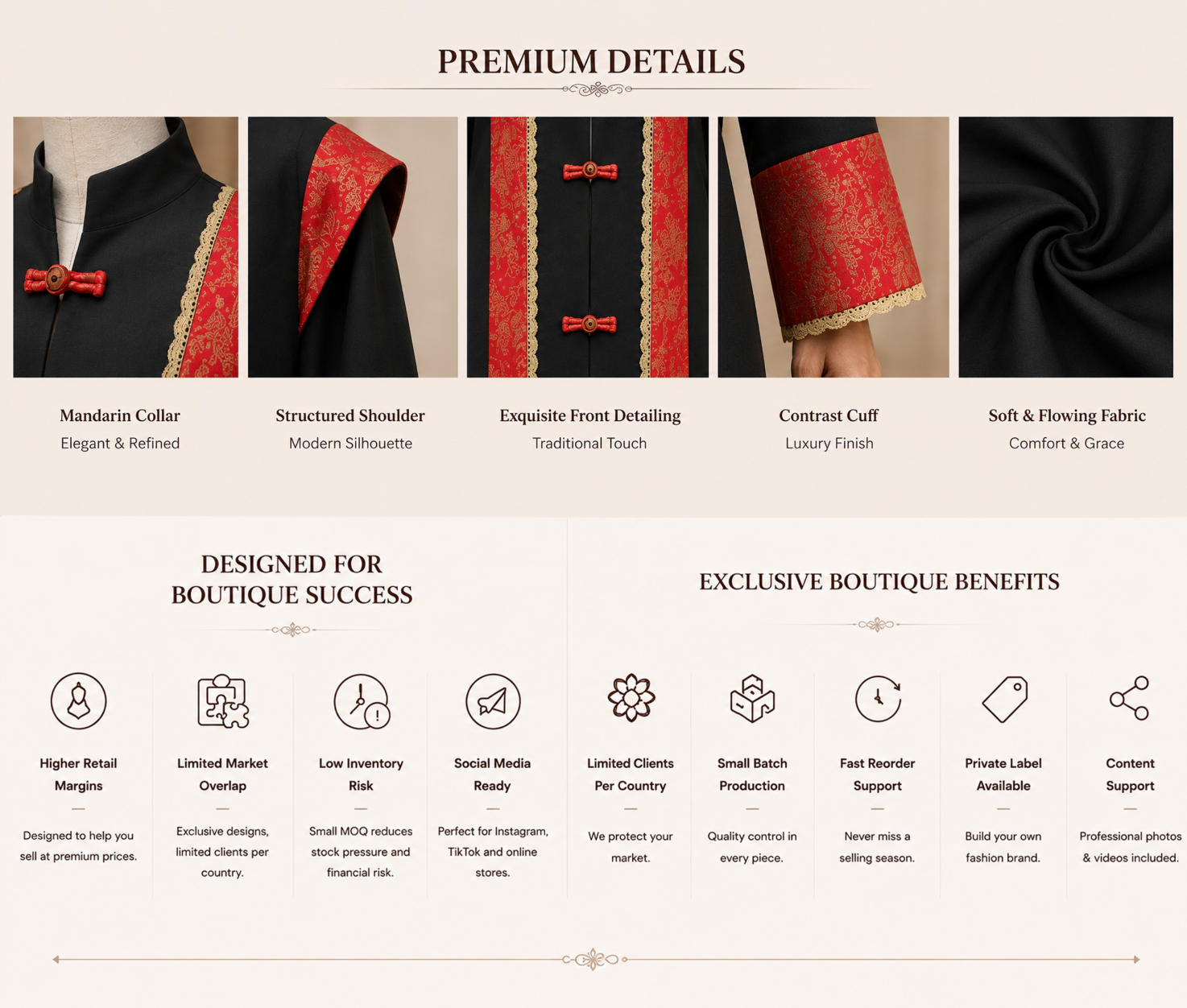 black red metallic print closed abaya design details