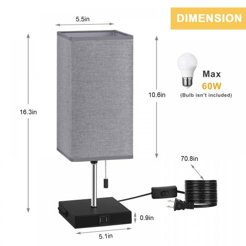 Lámparas de mesita de noche con puertos de carga de doble USB