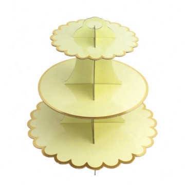 Κίτρινο χαρτόνι 3 Βαθμολογία Cupcake Display για πάρτι γάμου γενεθλίων