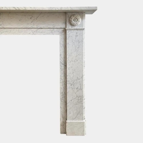 Luxury White Marble Fireplace Surround with Natural Veins