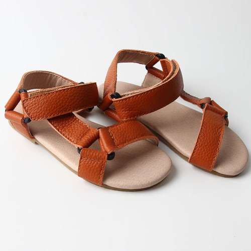 Sandalias de verano para niñas con triángulo de cuero genuino para niños