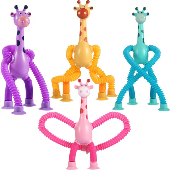 Glowing Elastic Giraffe Sensory Toy Set: Creative Stretching Tubers with Suction Cups for Kids