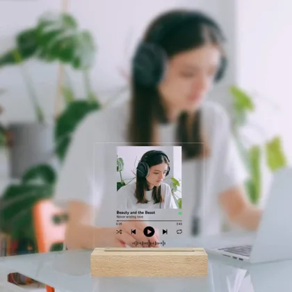 Custom Photo Music Album Cover Night Light with Engraved Name and Song