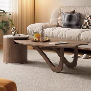 Nordic Custom Luxury Stainless Steel Base Wood Top Tea Table - Wholesalers
