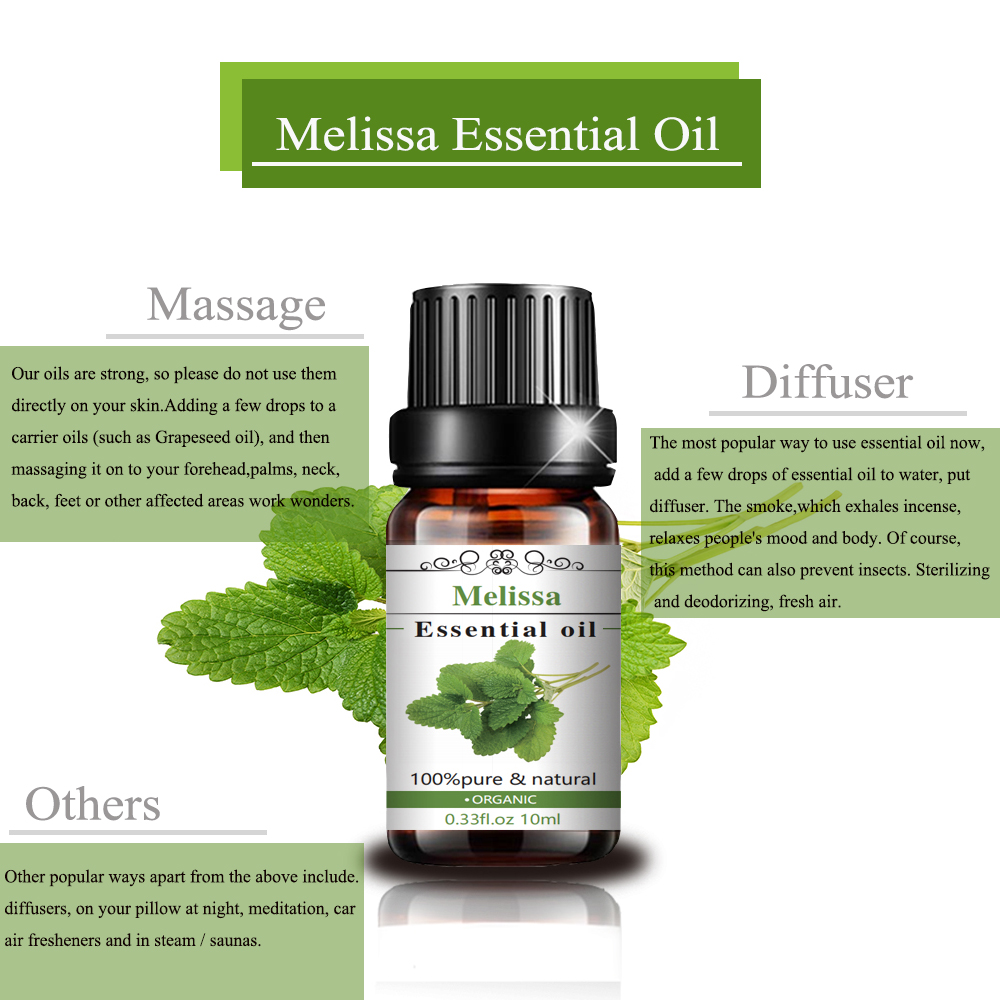 High quality 100% Melissa Leaf Essential Oil for skin care